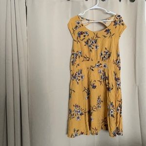 Yellow floral dress with cutout back